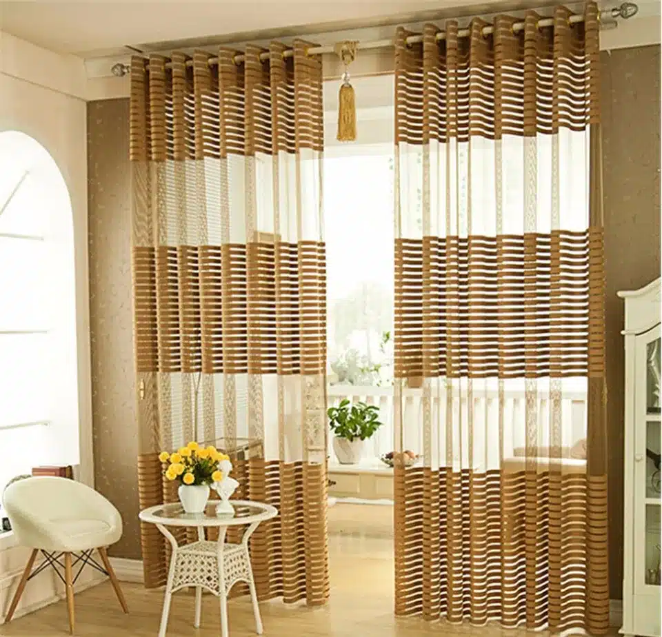 Solid Striped Tulle Curtains For Living Room Bedroom Modern Blue Kitchen Door Sheer Curtains Vole Window Curtains Home Drapes 16