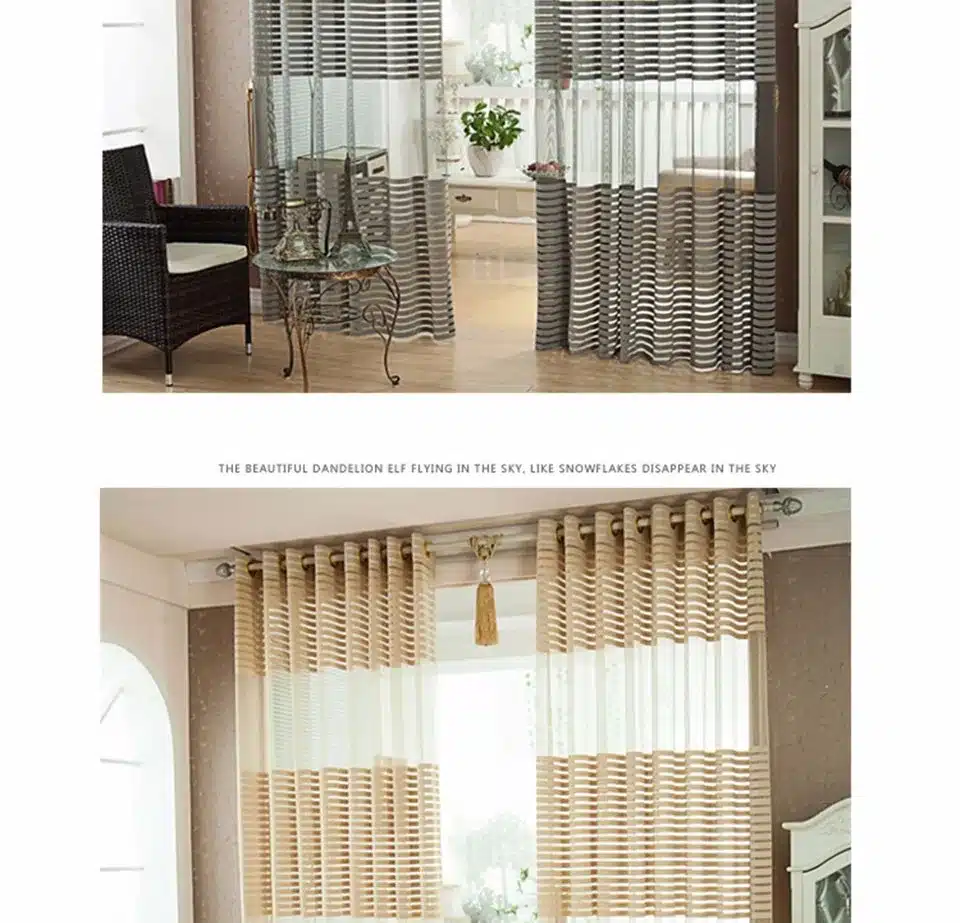 Solid Striped Tulle Curtains For Living Room Bedroom Modern Blue Kitchen Door Sheer Curtains Vole Window Curtains Home Drapes 19