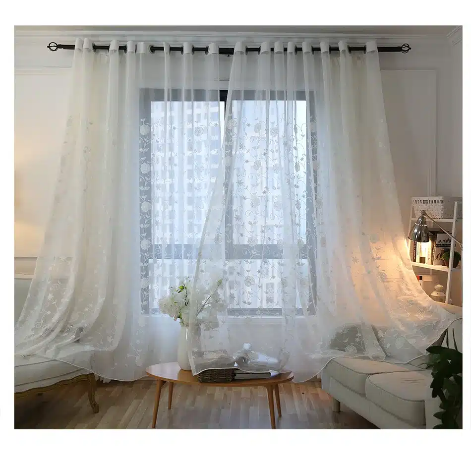 Modern embroidered tulle Curtains for Living Room Window Screening Voile Sheer Curtains for Living Room Bedroom Kids Curtains 11