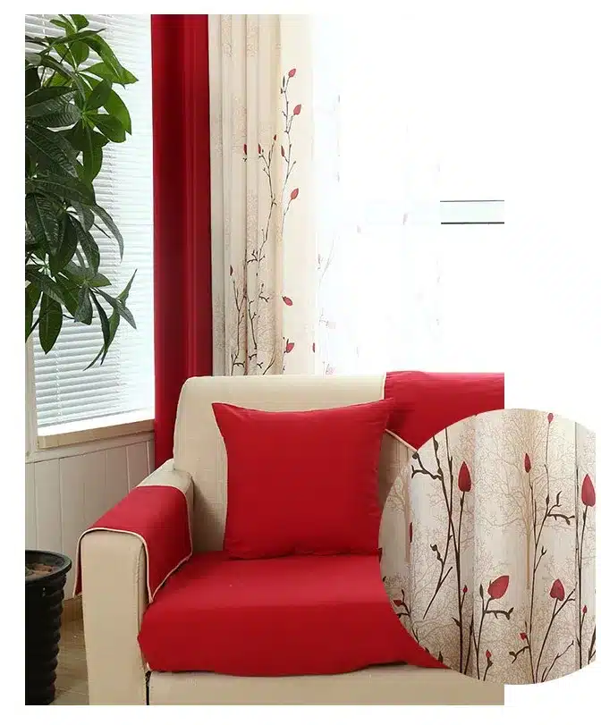 {byetee} Faux Cotton Linen Curtain Modern Rustic Red Quality Stitching Living Room Curtains Fabrics Kitchen Door Curtains Drapes 20