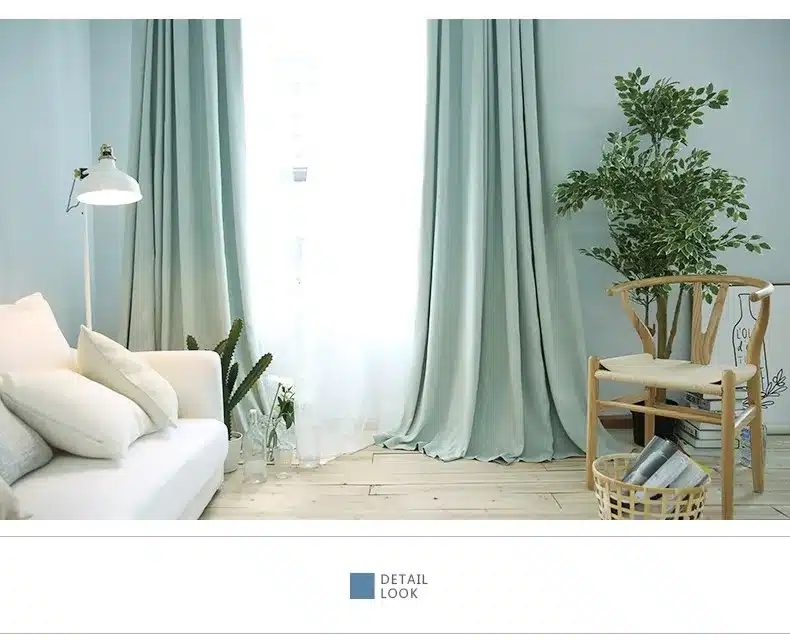 American Solid Color Thick Faux Linen Blackout Curtains for Living Room Colorful Bedroom Curtains Luxury Curtains for Children 9