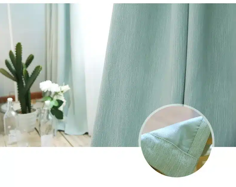American Solid Color Thick Faux Linen Blackout Curtains for Living Room Colorful Bedroom Curtains Luxury Curtains for Children 10