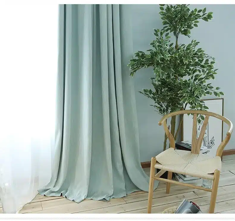 American Solid Color Thick Faux Linen Blackout Curtains for Living Room Colorful Bedroom Curtains Luxury Curtains for Children 12