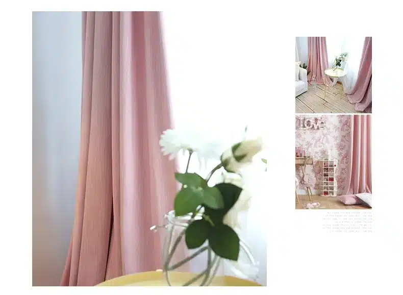 American Solid Color Thick Faux Linen Blackout Curtains for Living Room Colorful Bedroom Curtains Luxury Curtains for Children 15