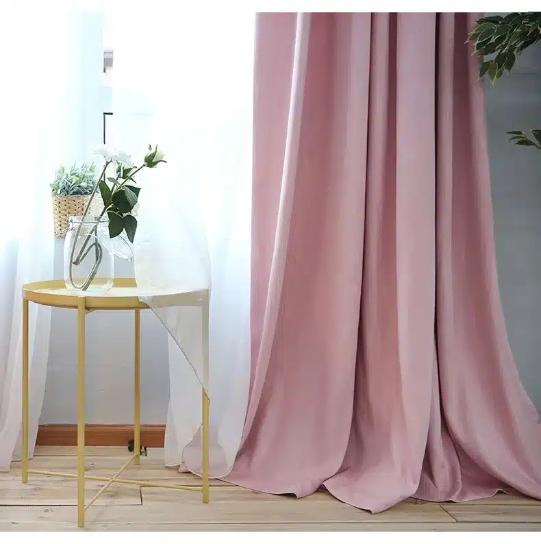 American Solid Color Thick Faux Linen Blackout Curtains for Living Room Colorful Bedroom Curtains Luxury Curtains for Children 18