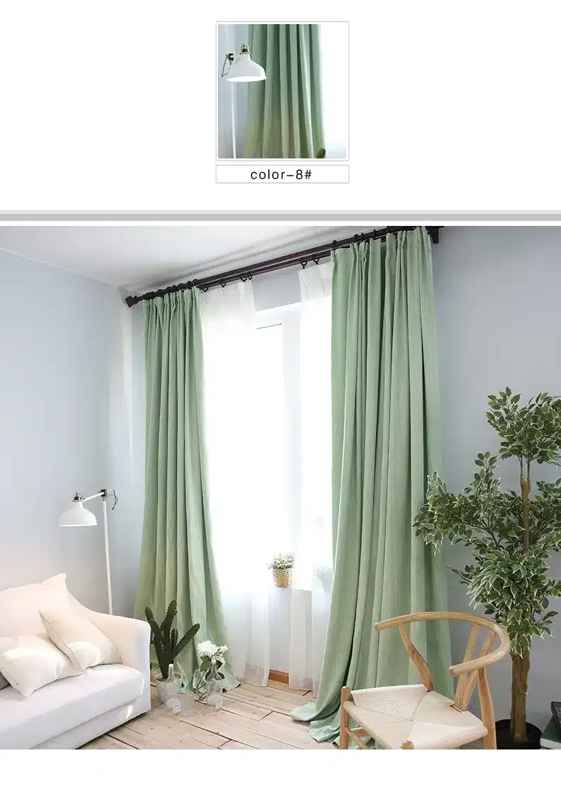 American Solid Color Thick Faux Linen Blackout Curtains for Living Room Colorful Bedroom Curtains Luxury Curtains for Children 20