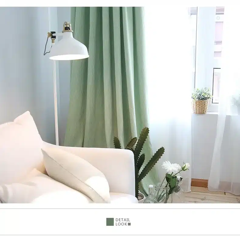 American Solid Color Thick Faux Linen Blackout Curtains for Living Room Colorful Bedroom Curtains Luxury Curtains for Children 22