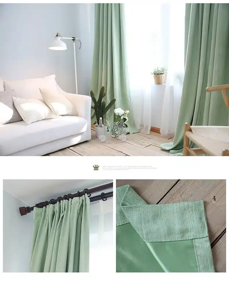 American Solid Color Thick Faux Linen Blackout Curtains for Living Room Colorful Bedroom Curtains Luxury Curtains for Children 23