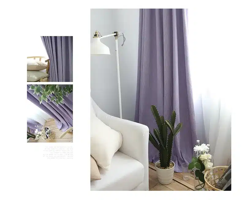 American Solid Color Thick Faux Linen Blackout Curtains for Living Room Colorful Bedroom Curtains Luxury Curtains for Children 28