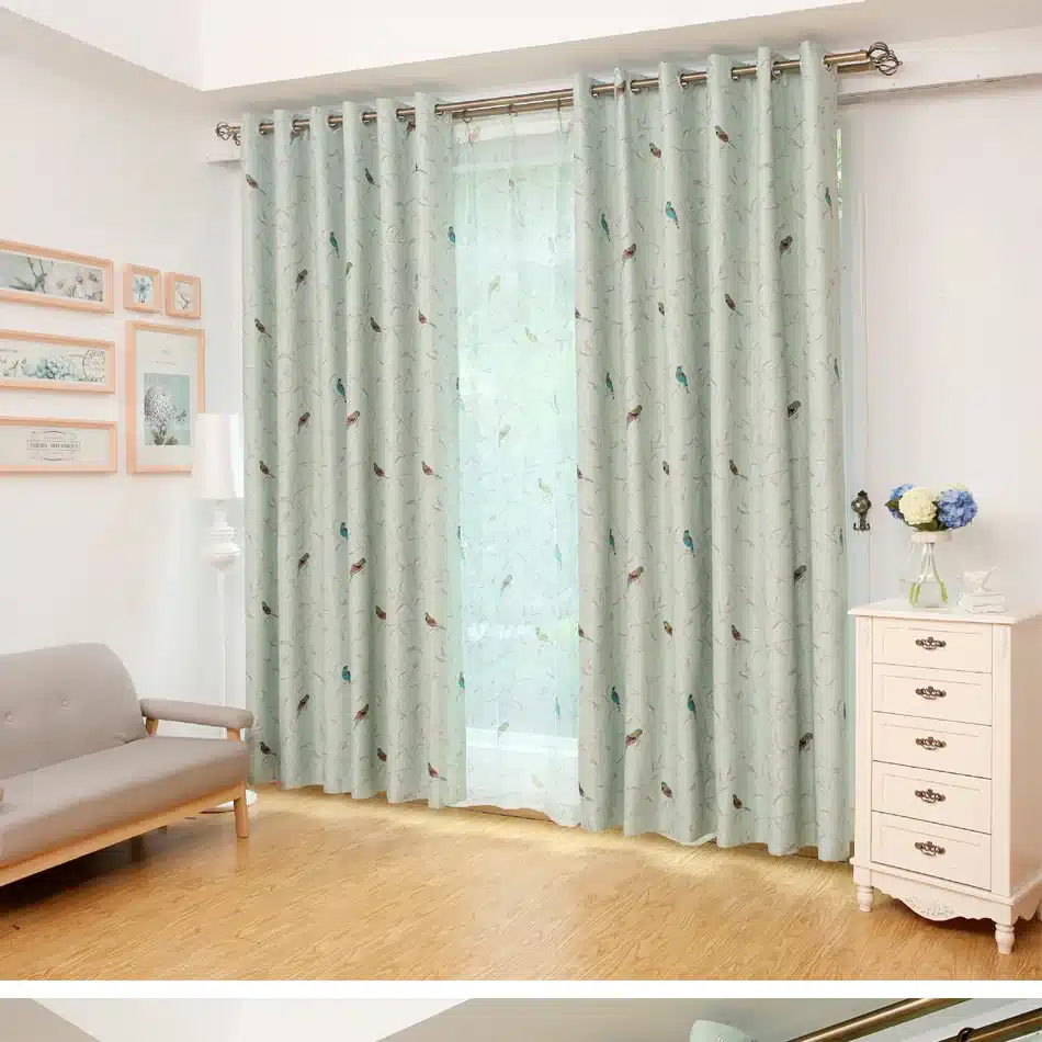 Traditional Turquoise Birds Thermal Insulated Blackout Curtain for Living Room Bedroom Children Room Princess Baby Room, 1 Panel 2