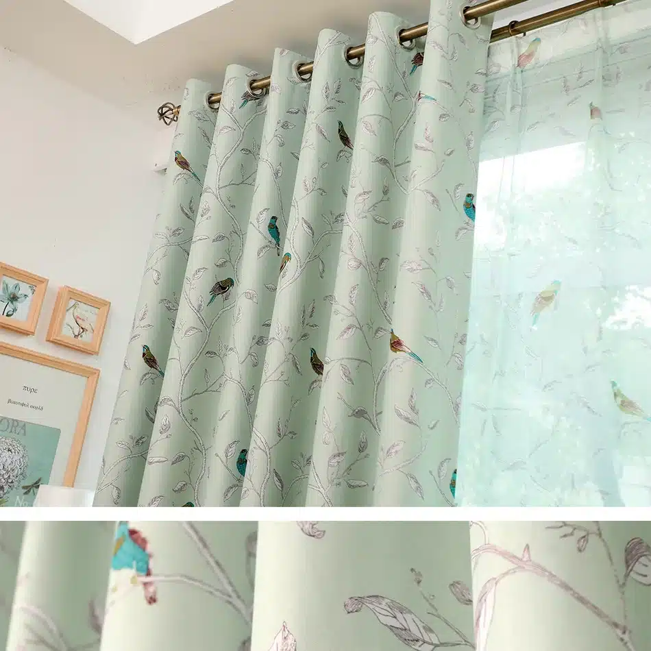 Traditional Turquoise Birds Thermal Insulated Blackout Curtain for Living Room Bedroom Children Room Princess Baby Room, 1 Panel 3