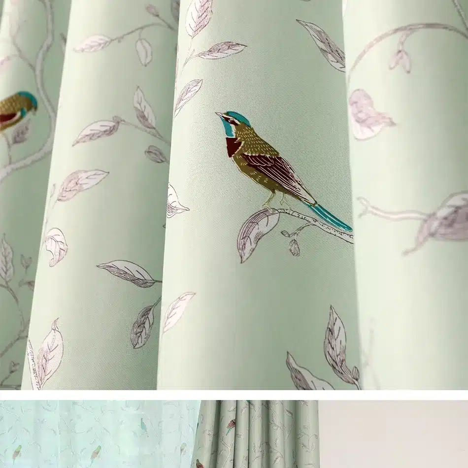 Traditional Turquoise Birds Thermal Insulated Blackout Curtain for Living Room Bedroom Children Room Princess Baby Room, 1 Panel 4