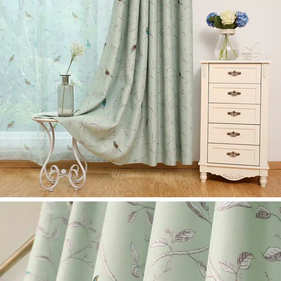 Traditional Turquoise Birds Thermal Insulated Blackout Curtain for Living Room Bedroom Children Room Princess Baby Room, 1 Panel 5