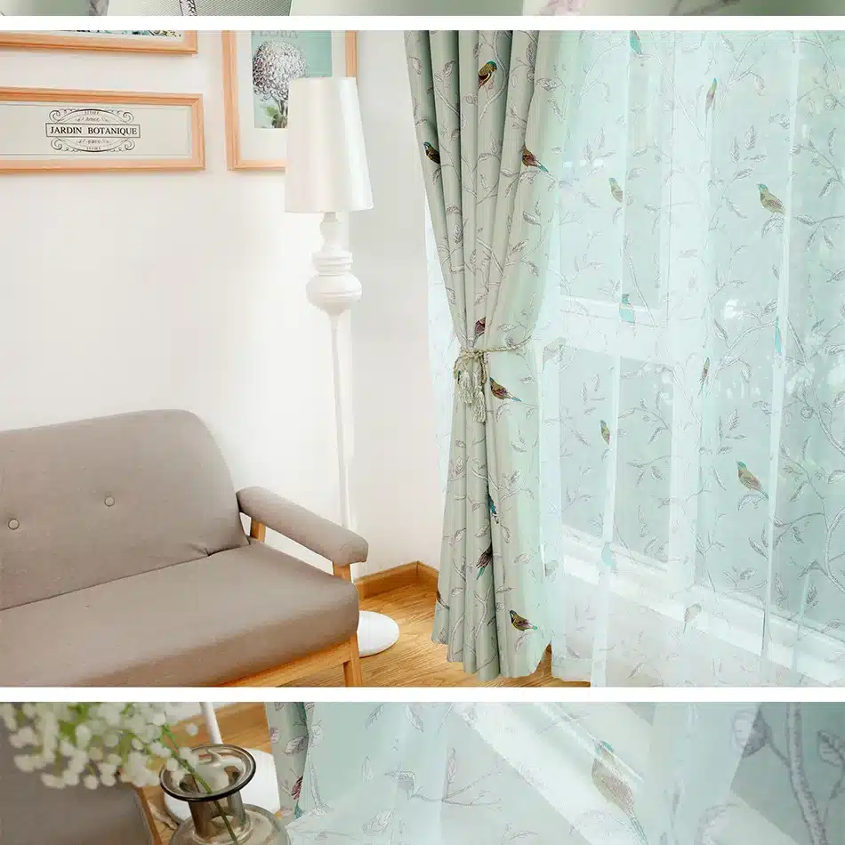 Traditional Turquoise Birds Thermal Insulated Blackout Curtain for Living Room Bedroom Children Room Princess Baby Room, 1 Panel 7
