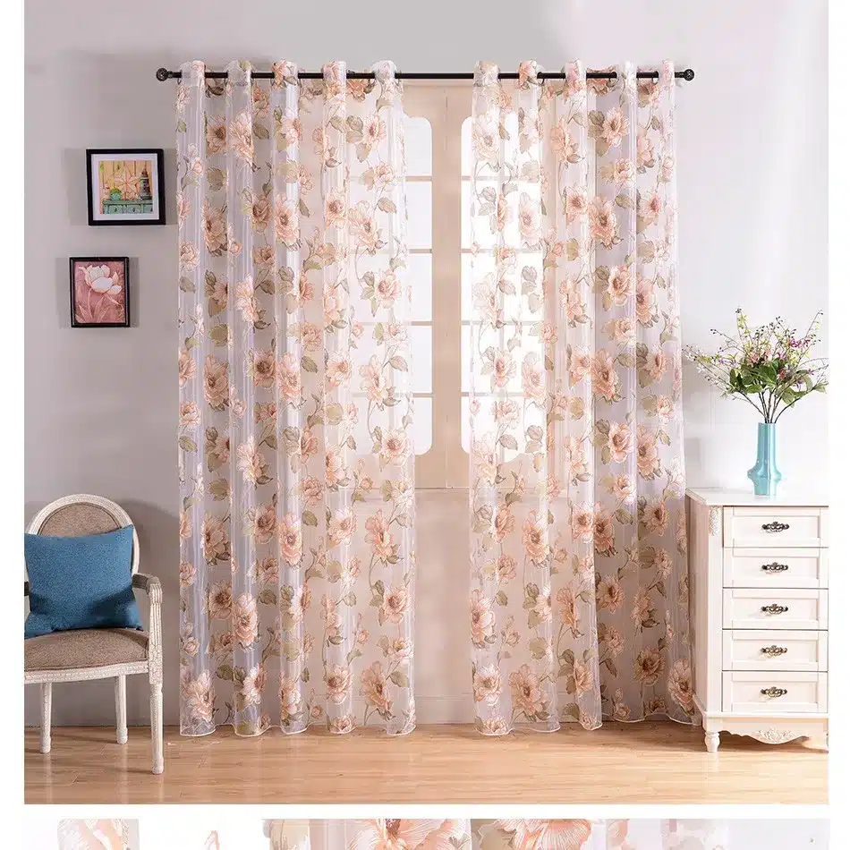 Top Finel New Brand Tulle for Windows Sheer Curtains for Kitchen Living room Bedroom Print Sheer Voile Curtains Brown Pink 12