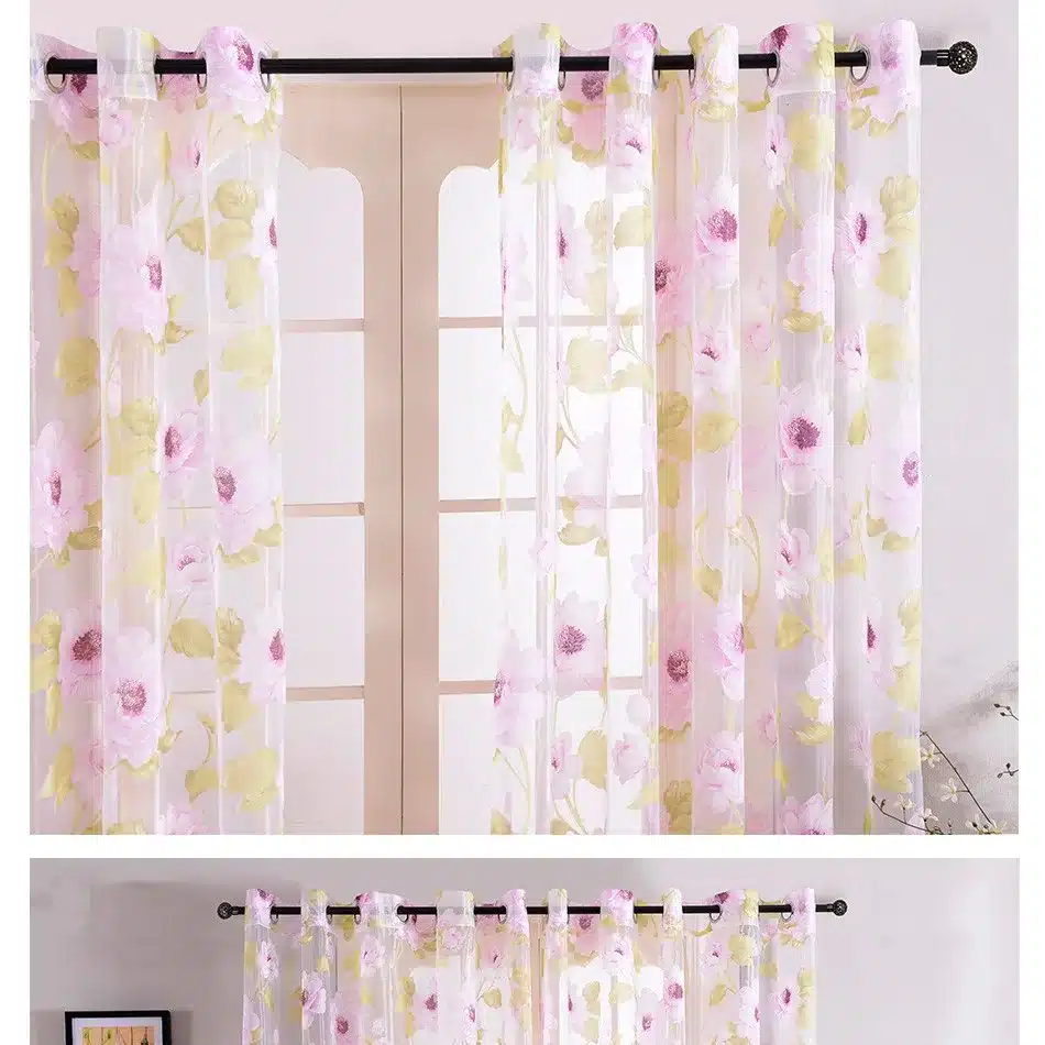 Top Finel New Brand Tulle for Windows Sheer Curtains for Kitchen Living room Bedroom Print Sheer Voile Curtains Brown Pink 18