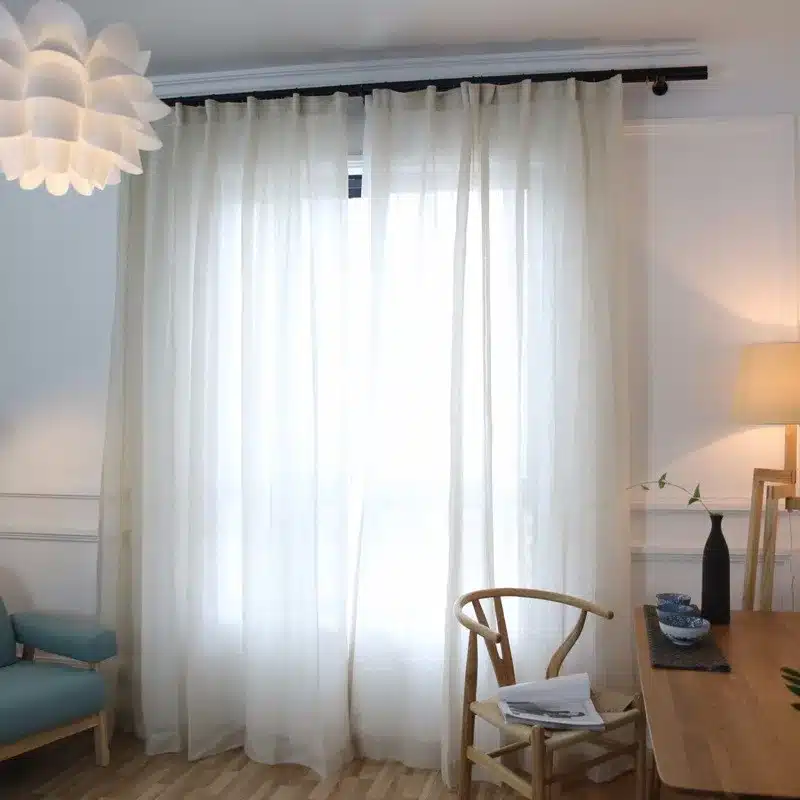 Solid Colors Elegant Modern Solid Faux Linen tulle curtains for the Bedroom Curtains for Living Room Sheer Voile Blinds Drapes 11