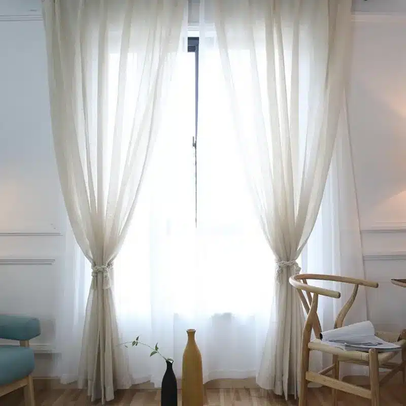Solid Colors Elegant Modern Solid Faux Linen tulle curtains for the Bedroom Curtains for Living Room Sheer Voile Blinds Drapes 12
