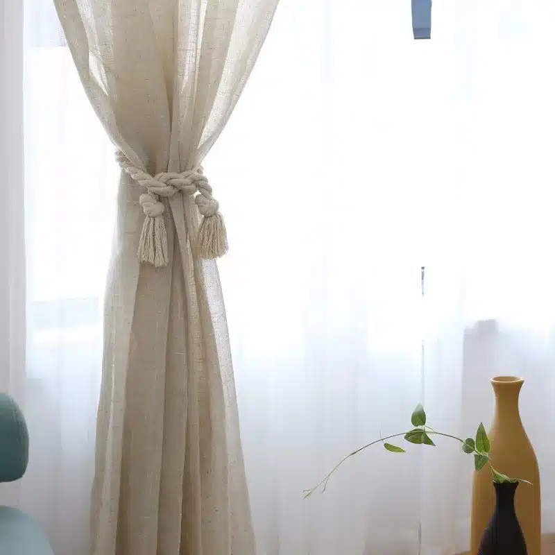 Solid Colors Elegant Modern Solid Faux Linen tulle curtains for the Bedroom Curtains for Living Room Sheer Voile Blinds Drapes 14