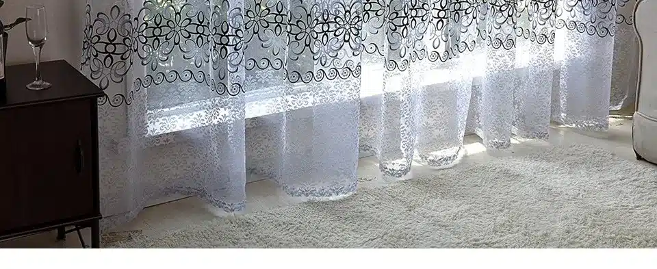 BHD floral sheer tulle window curtains for living room the bedroom modern tulle curtains for window curtain fabric blinds drapes 22