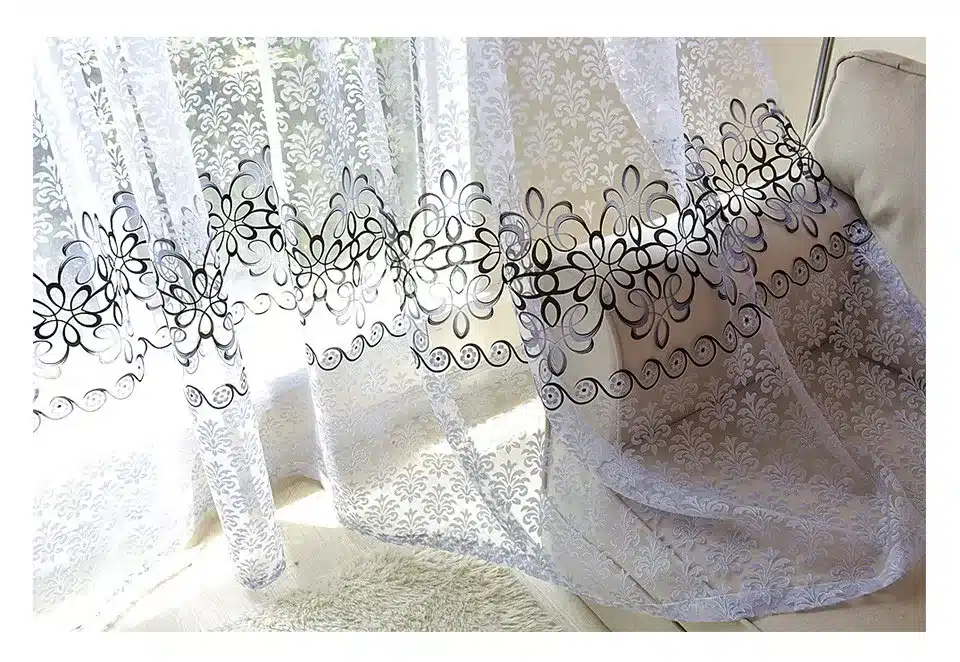 BHD floral sheer tulle window curtains for living room the bedroom modern tulle curtains for window curtain fabric blinds drapes 24