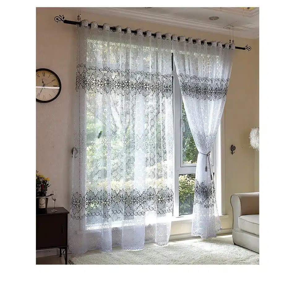 BHD floral sheer tulle window curtains for living room the bedroom modern tulle curtains for window curtain fabric blinds drapes 25