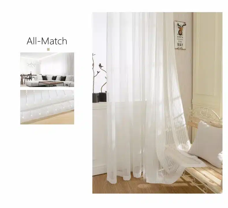 Modern Striped Tulle Curtains for Living Room Window Screening Voile Sheer Curtains for Living Room Bedroom Kids Curtains 9