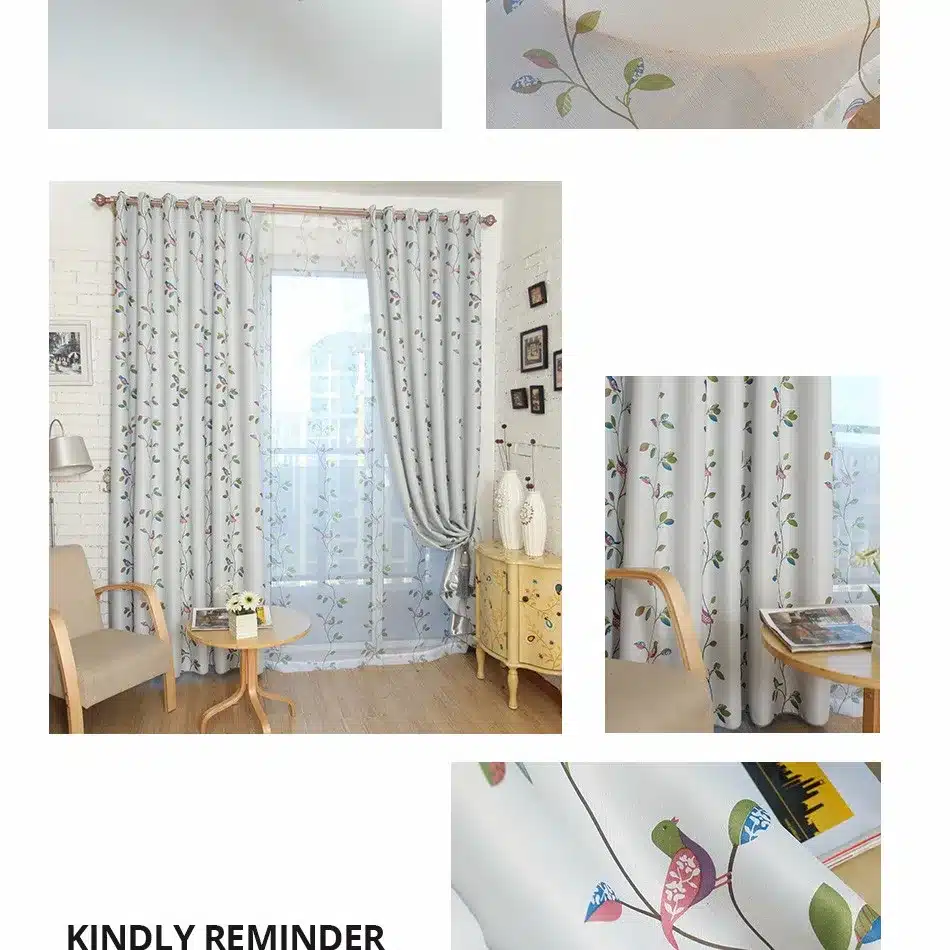 Birds and Leaves Blackout Curtains for Living Room Bedroom Home Decor Kids Child Room Window Curtains Panel Curtain Drapes Cheap 5