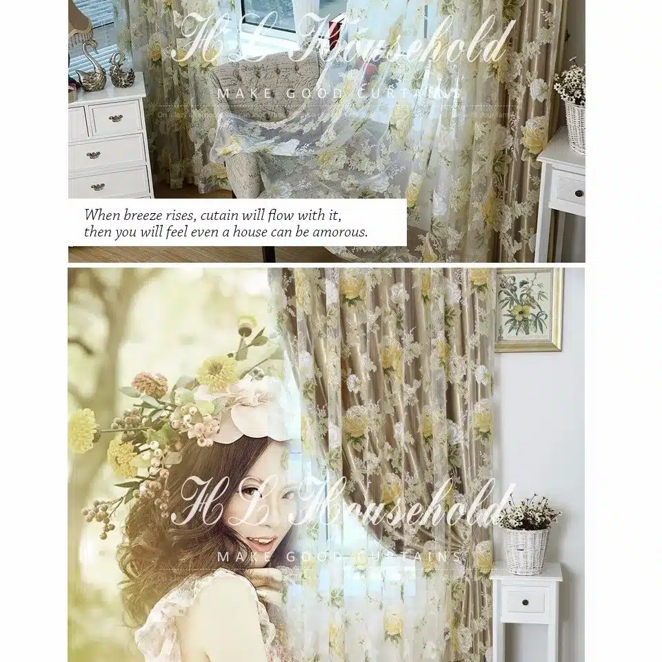 Top Finel HOT Modern Rose Floral Tulle for Window Curtain Sheer Curtains for Living Room the Bedroom Window Screening Panel 14
