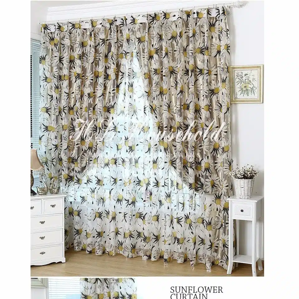 Top Finel HOT Modern Rose Floral Tulle for Window Curtain Sheer Curtains for Living Room the Bedroom Window Screening Panel 17