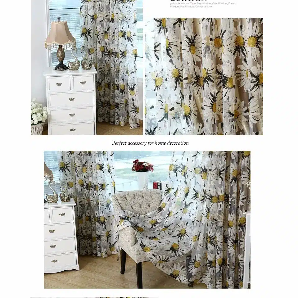 Top Finel HOT Modern Rose Floral Tulle for Window Curtain Sheer Curtains for Living Room the Bedroom Window Screening Panel 18
