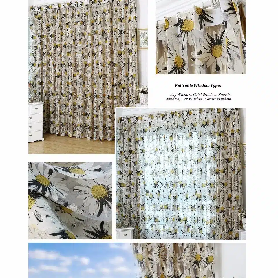 Top Finel HOT Modern Rose Floral Tulle for Window Curtain Sheer Curtains for Living Room the Bedroom Window Screening Panel 19