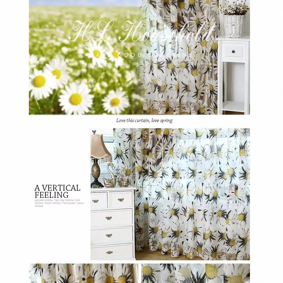 Top Finel HOT Modern Rose Floral Tulle for Window Curtain Sheer Curtains for Living Room the Bedroom Window Screening Panel 20