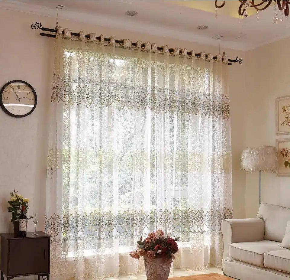 Modern Flora Tulle Curtains For Living Room Bedroom Blue Voile Sheer Curtains For Window Kitchen Door Curtain Fbric Drapes 16