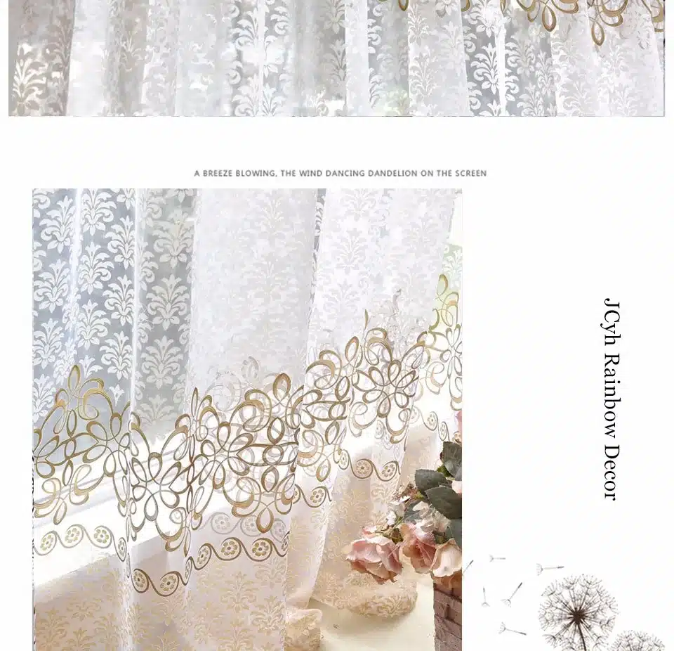 Modern Flora Tulle Curtains For Living Room Bedroom Blue Voile Sheer Curtains For Window Kitchen Door Curtain Fbric Drapes 22