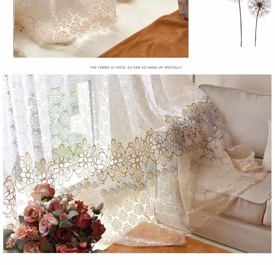 Modern Flora Tulle Curtains For Living Room Bedroom Blue Voile Sheer Curtains For Window Kitchen Door Curtain Fbric Drapes 23