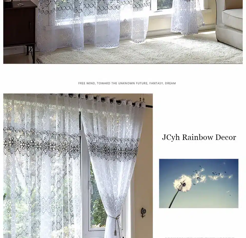 Modern Flora Tulle Curtains For Living Room Bedroom Blue Voile Sheer Curtains For Window Kitchen Door Curtain Fbric Drapes 25