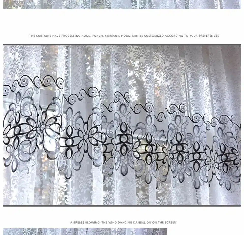 Modern Flora Tulle Curtains For Living Room Bedroom Blue Voile Sheer Curtains For Window Kitchen Door Curtain Fbric Drapes 27