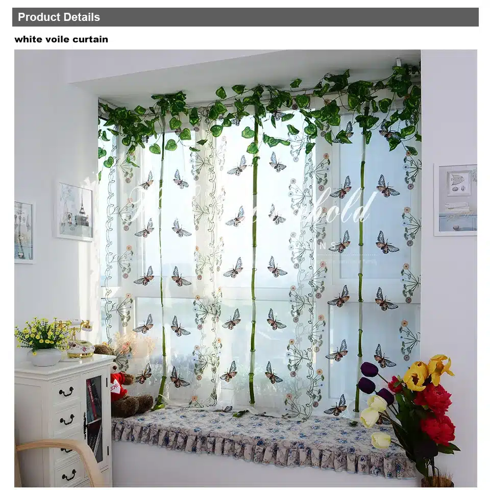 2015 butterfly tulle for window Roman curtain blinds embroidered voile sheer Curtains for kitchen living room the bedroom panel 9