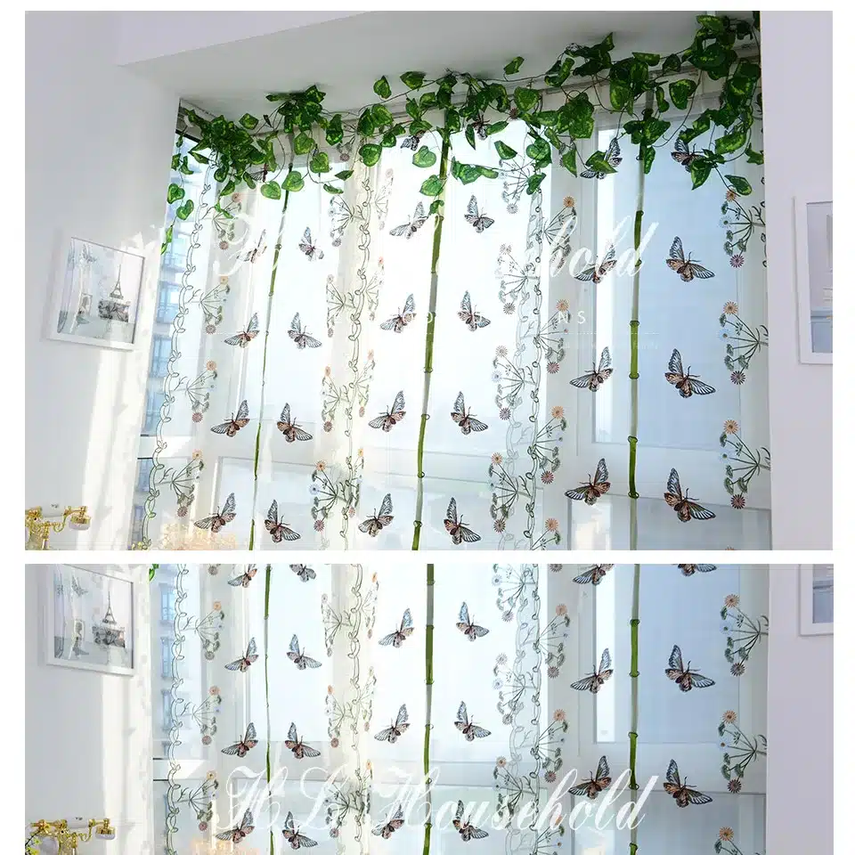 2015 butterfly tulle for window Roman curtain blinds embroidered voile sheer Curtains for kitchen living room the bedroom panel 10