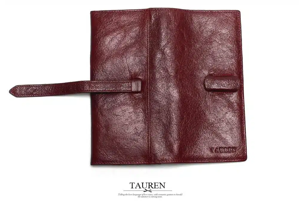 Tauren Retro Wine Red Color Wallets 100% Genuine Cowhide Leather High Quality Women Long Wallet Coin Purse Vintage Designer Male 15