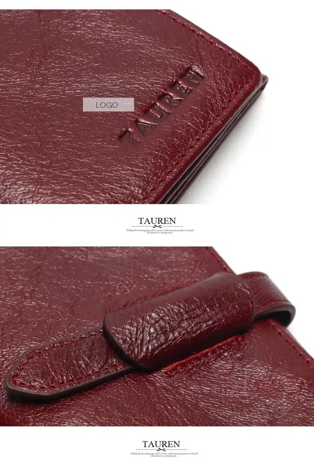 Tauren Retro Wine Red Color Wallets 100% Genuine Cowhide Leather High Quality Women Long Wallet Coin Purse Vintage Designer Male 20