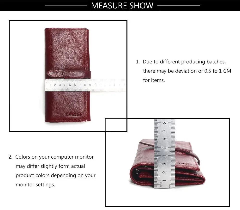Tauren Retro Wine Red Color Wallets 100% Genuine Cowhide Leather High Quality Women Long Wallet Coin Purse Vintage Designer Male 22