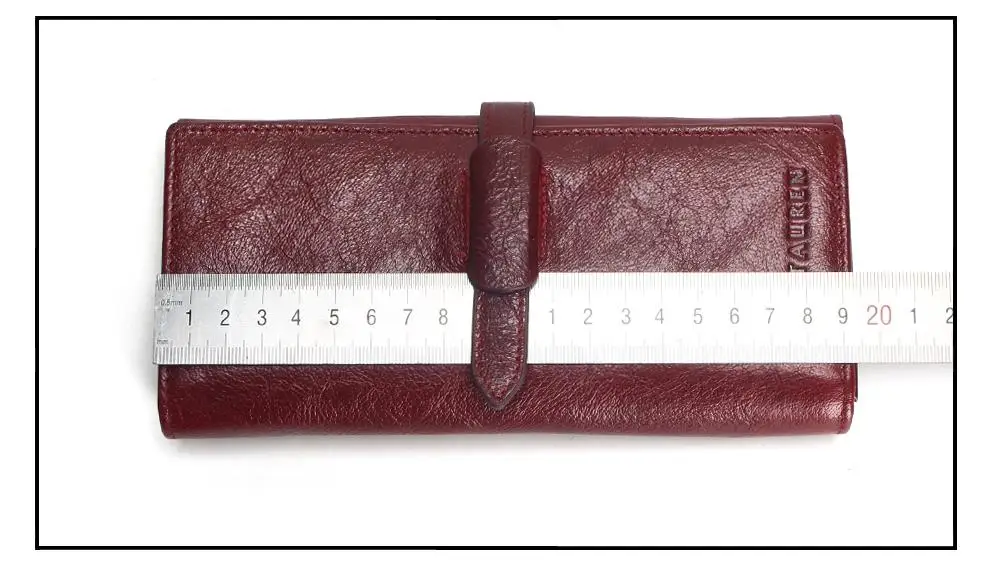 Tauren Retro Wine Red Color Wallets 100% Genuine Cowhide Leather High Quality Women Long Wallet Coin Purse Vintage Designer Male 23