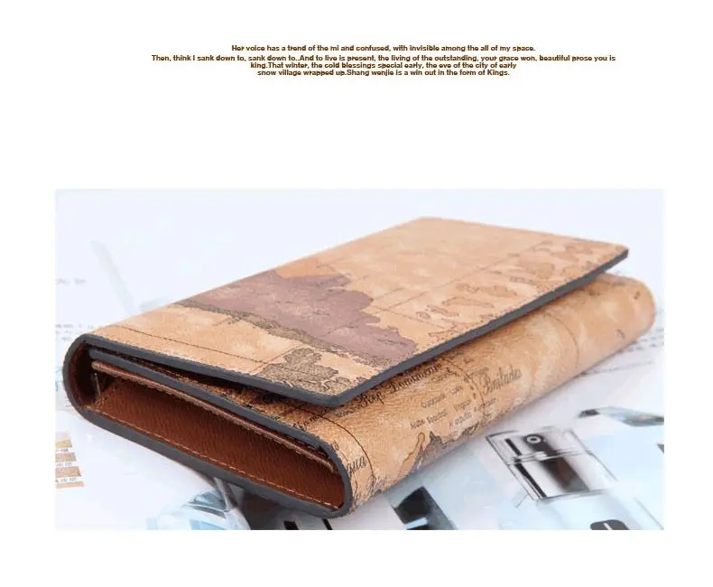 New Fashion World Map Wallet Women Purse Brand Wallet Men Multifunctional Long Design Hasp Leather Wallet Coin Purse Card Holder 13