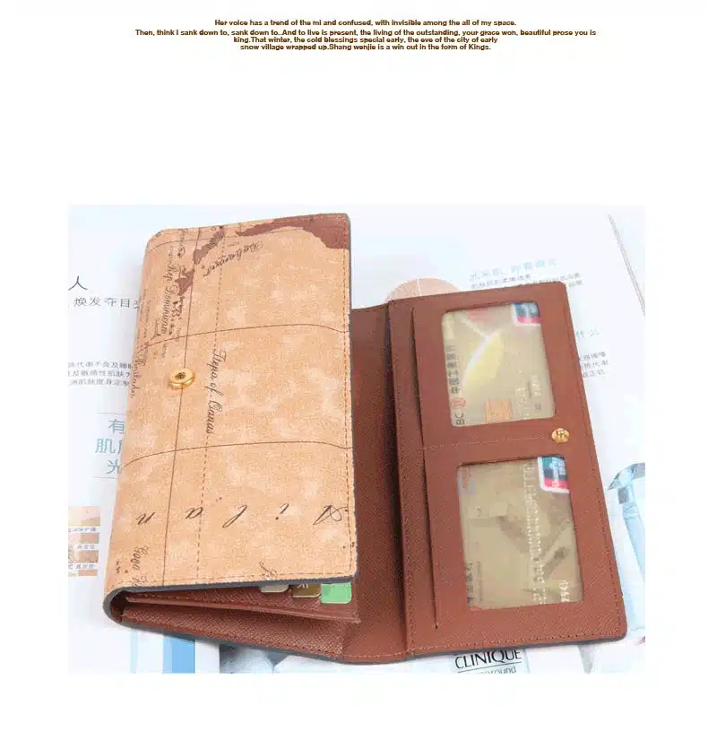 New Fashion World Map Wallet Women Purse Brand Wallet Men Multifunctional Long Design Hasp Leather Wallet Coin Purse Card Holder 14