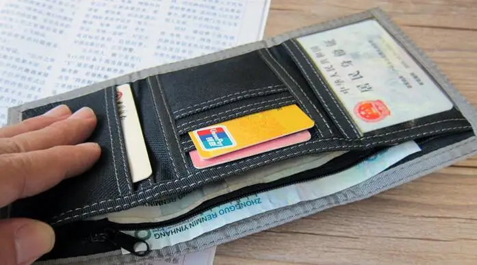 Short 3 Fold Design Oxford Canvas Student Wallet Zipper Brief Multifunctional Men Purse 5 Colors 12*8cm X108 12