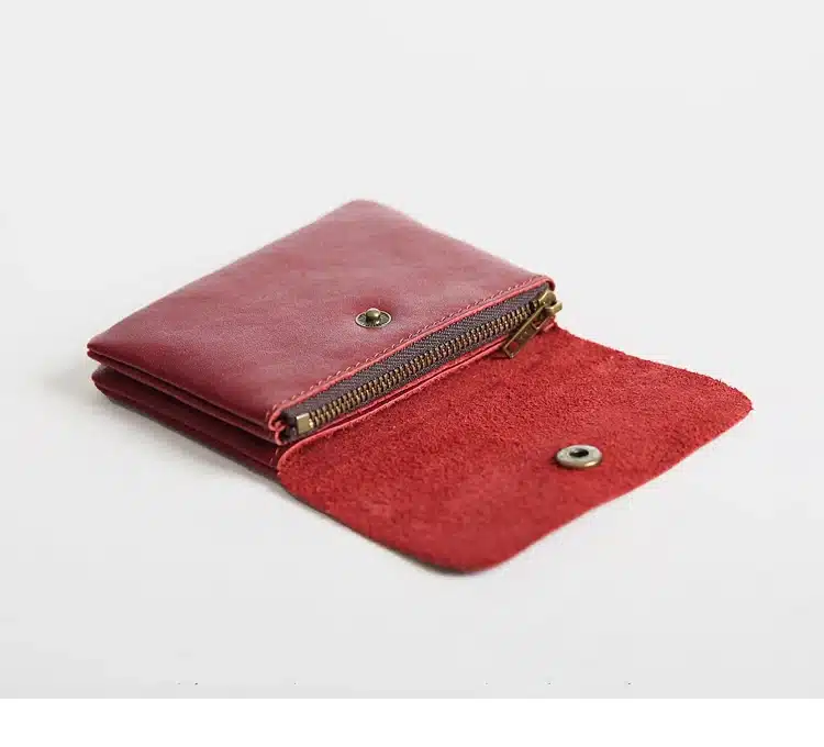 Vintage Genuine Leather Cowhide Men Women Short Mini Small Wallet Wallets Coin Purse Pocket Zipper Card Holder Man Women's Purse 16