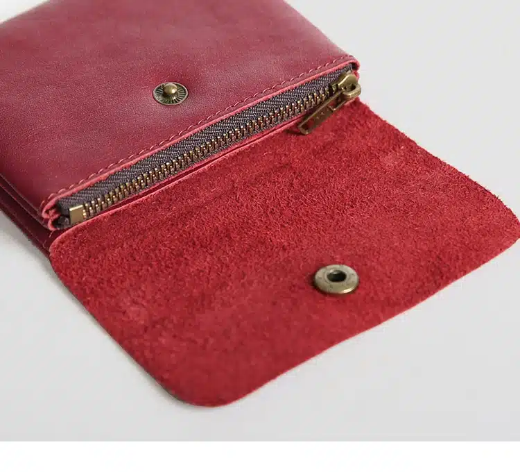 Vintage Genuine Leather Cowhide Men Women Short Mini Small Wallet Wallets Coin Purse Pocket Zipper Card Holder Man Women's Purse 17