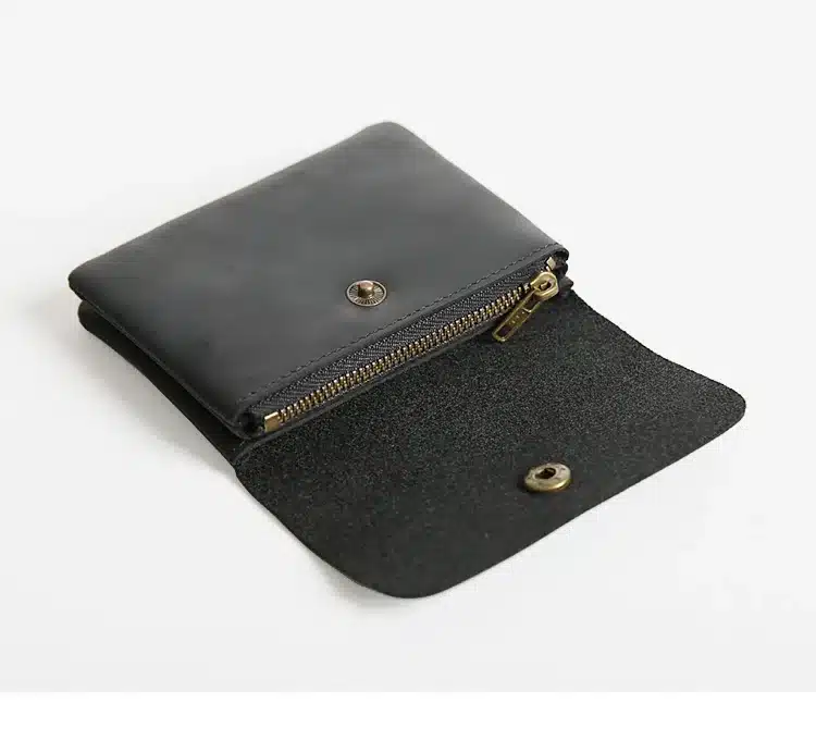 Vintage Genuine Leather Cowhide Men Women Short Mini Small Wallet Wallets Coin Purse Pocket Zipper Card Holder Man Women's Purse 22